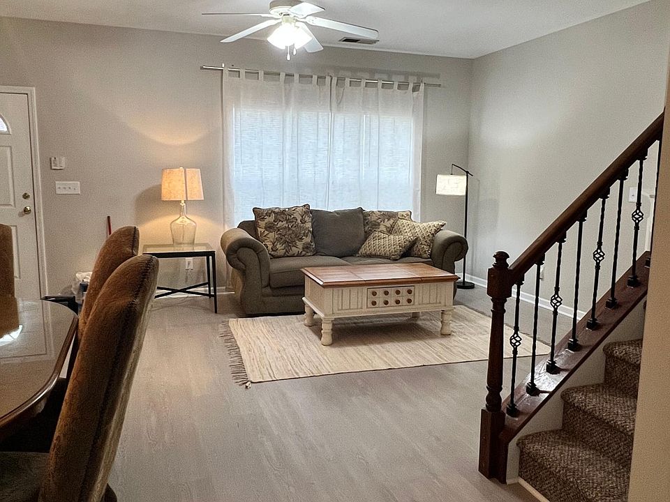 From the kitchen view - family and dining area furnished