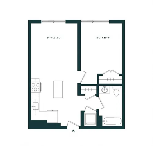 Floor plan 1 Bed / 1 Bath A-10W