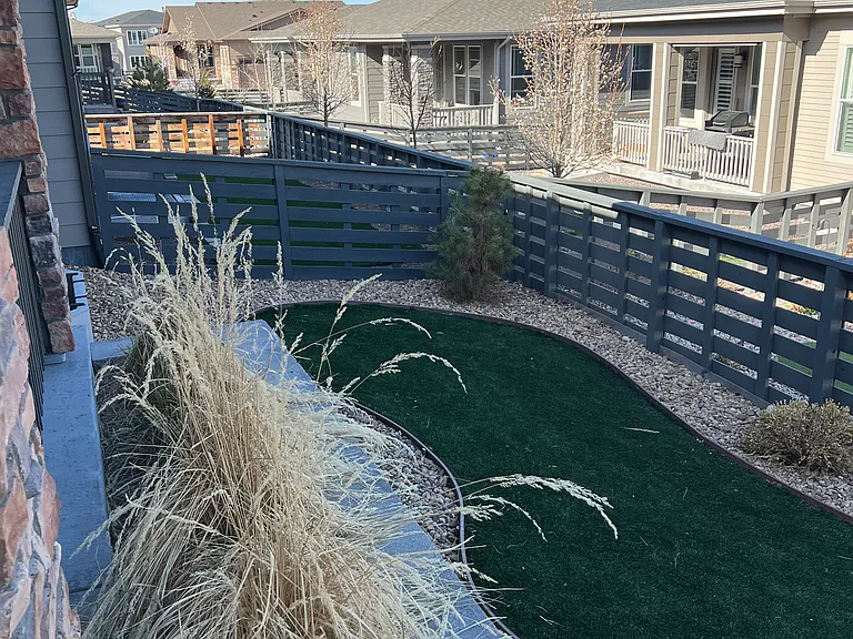 Low maintenance turf in back