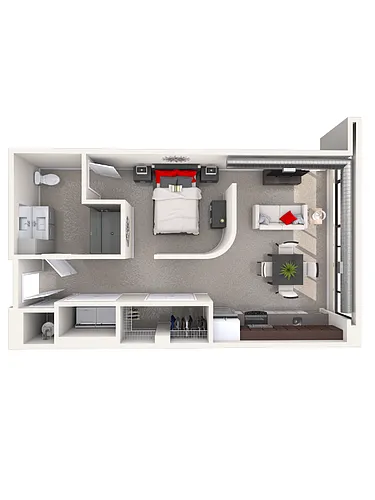 Floor plan A5 - 1 Bedroom 1 Bath