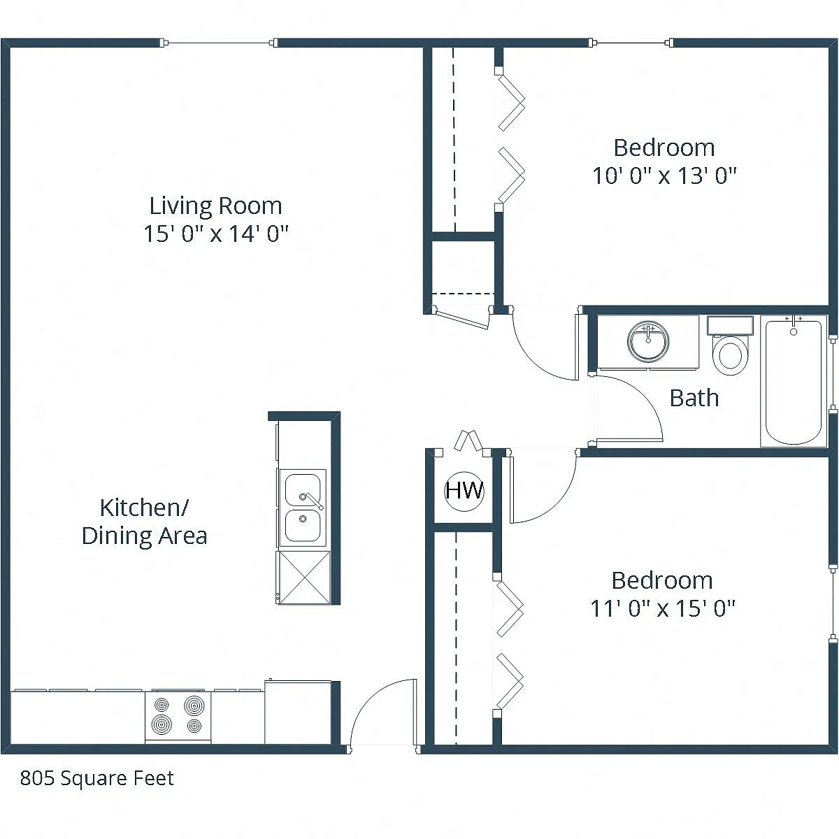 Floor plan Two Bedroom 21A