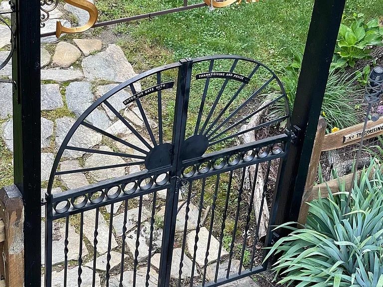 Entrance to fenced Serenity Garden acre..