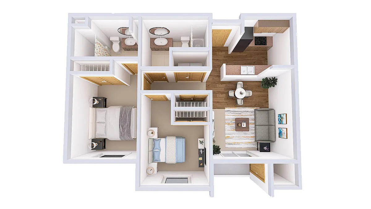 Floor plan 2 Bedroom, 2 Bath