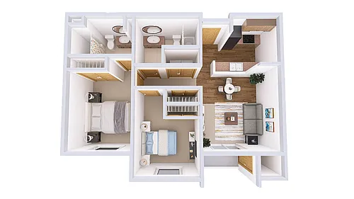 Floor plan 2 Bedroom, 2 Bath
