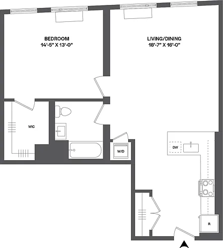 Floor plan 1 Bed/1 Bath-1A-2