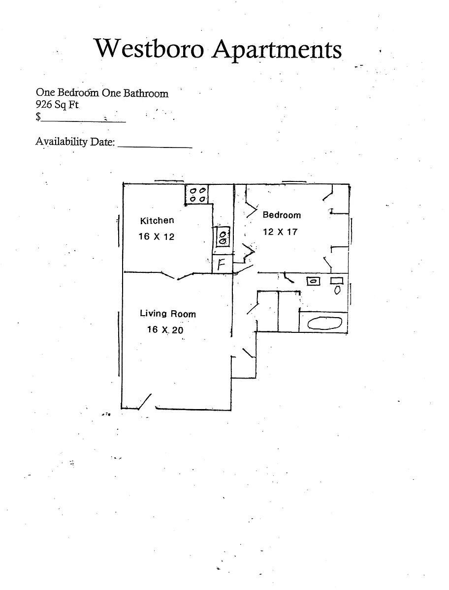 Floor plan Unit 303- 926 SQFT One Bedroom