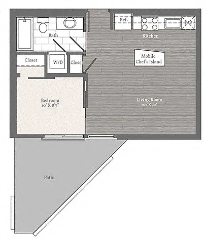 Floor plan Observatory Junior 1 BD 1 BA