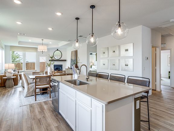 View of main living areas from kitchen