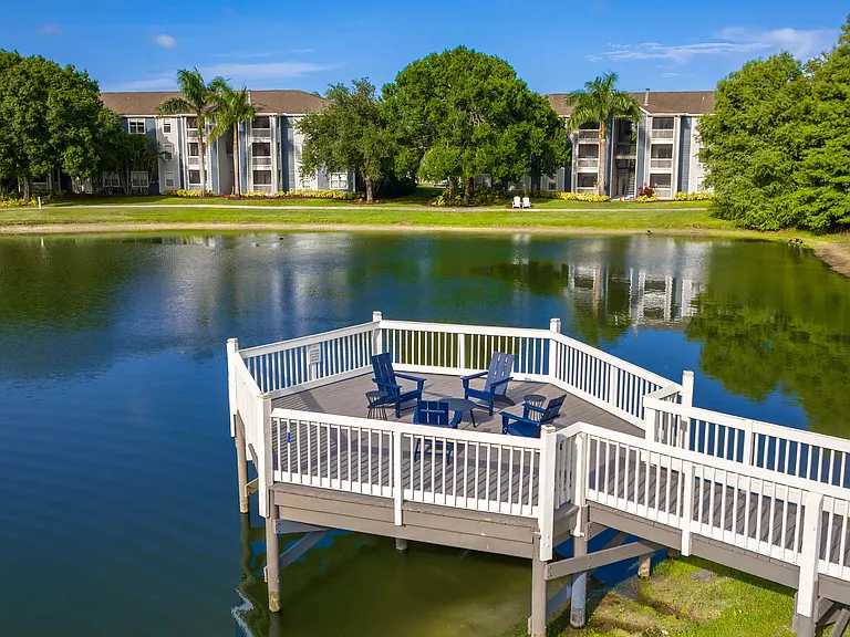 Enjoy the beauty of nature right outside your door with our lakeside seating area, offering a perfect spot to relax, gather, and recharge.