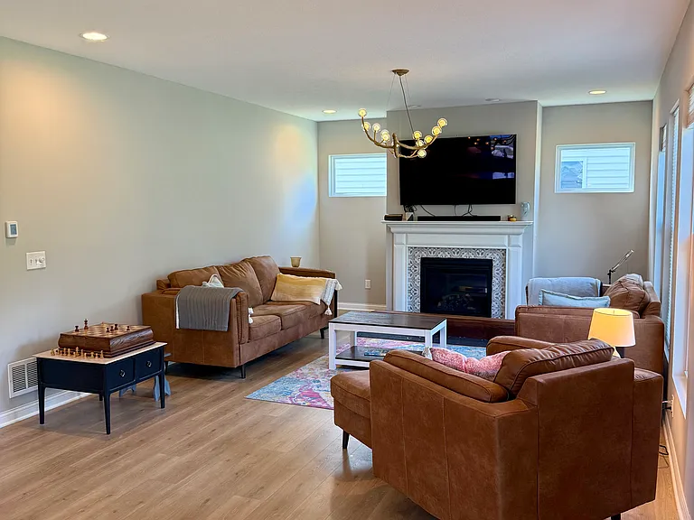 Living room with fireplace