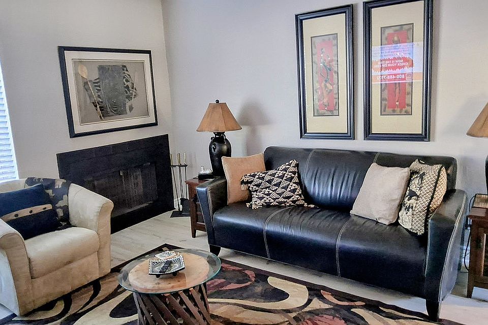 LR with wood burn fireplace
