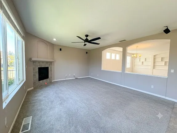 Spacious family room and dining room