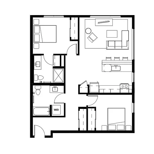 Floor plan Two Bed Two Bath 6