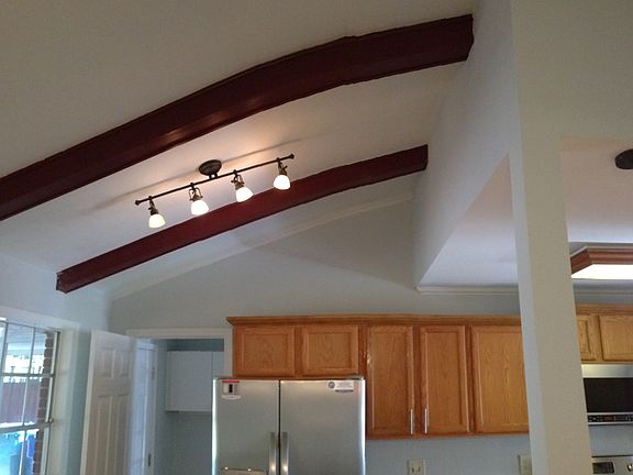 Vaulted ceiling with beams