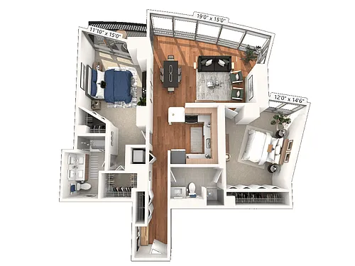 Floor plan Two Bedroom 07