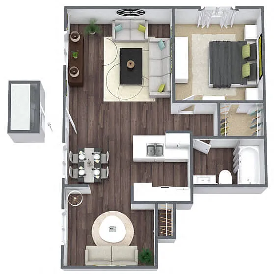 Floor plan A3: 1 Bed 1 Bath