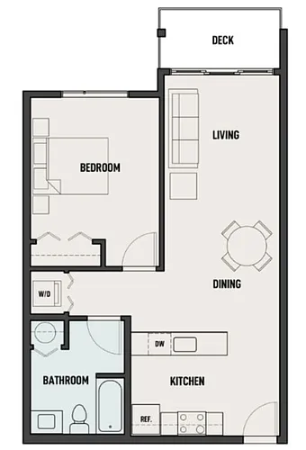 Floor plan 1 Bed 1 Bath A - The Woods