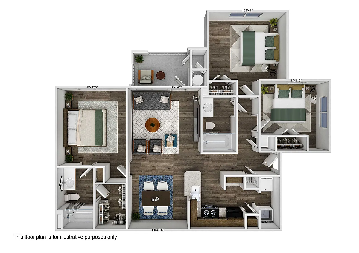 Floor plan 3 Bedroom 2 Bathroom C1