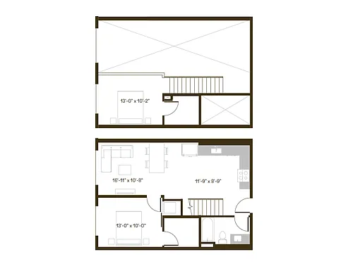 Floor plan 2 Bedroom, 1 Bath B10