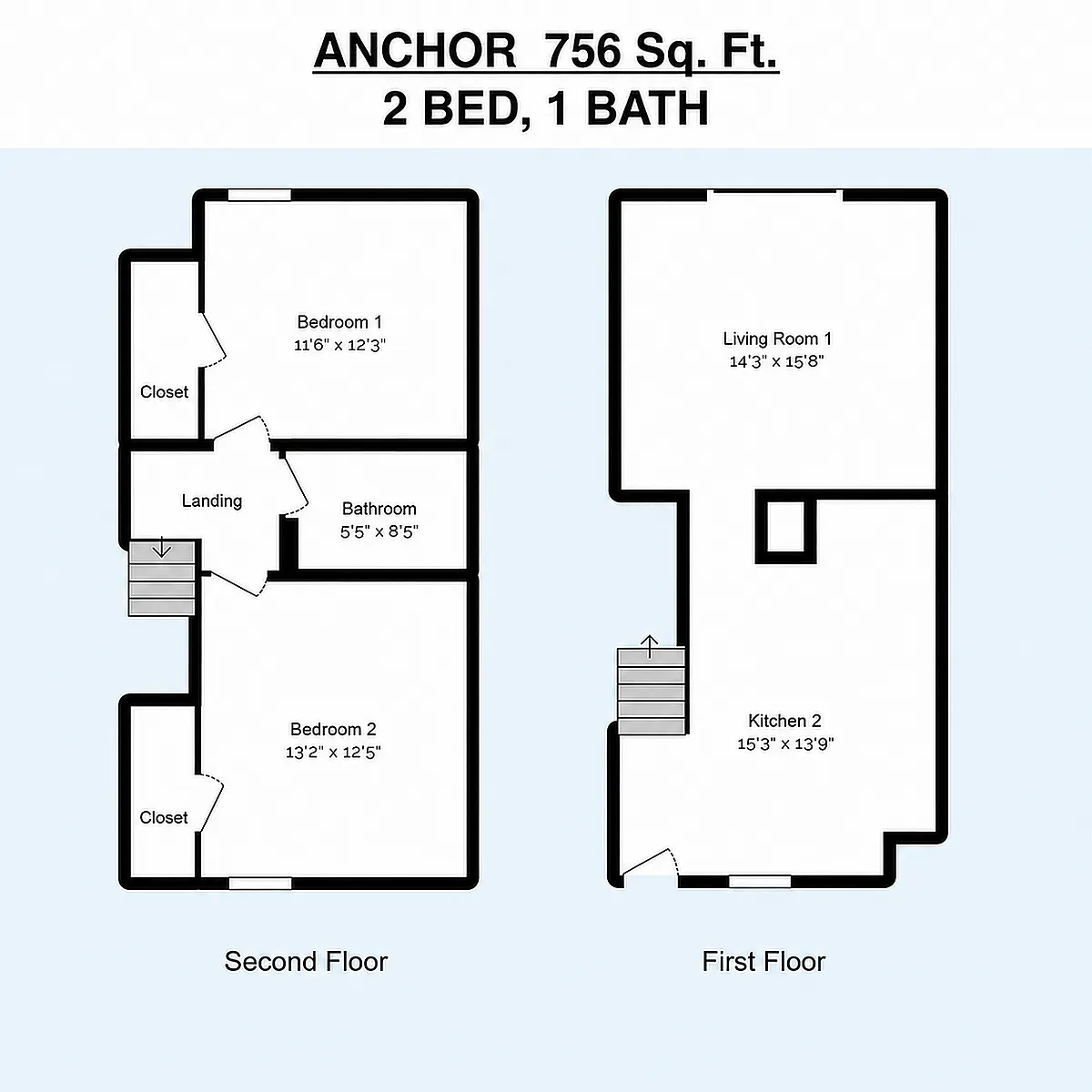 Floor plan Anchor 2BR/1BA