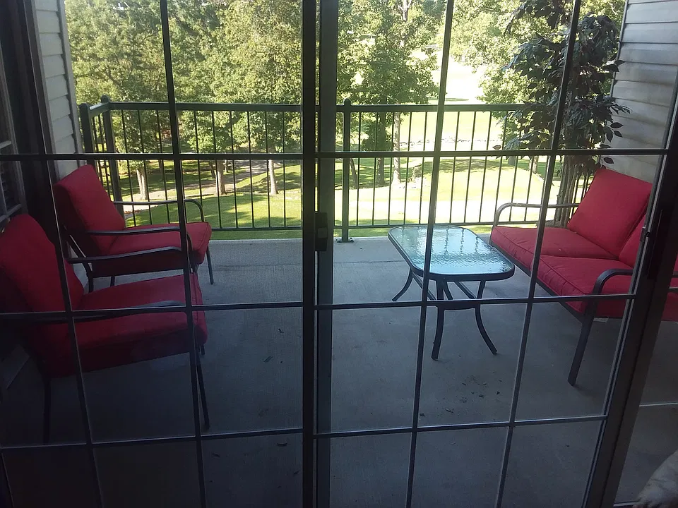 Back furnished patio overlooking golf course