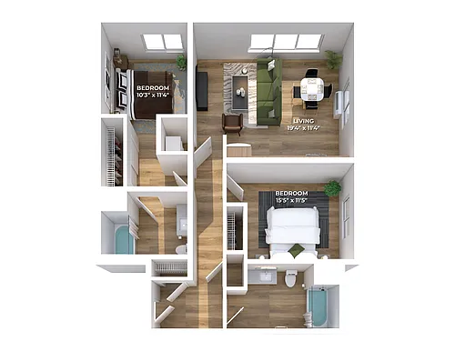 Floor plan Two Bedroom C1