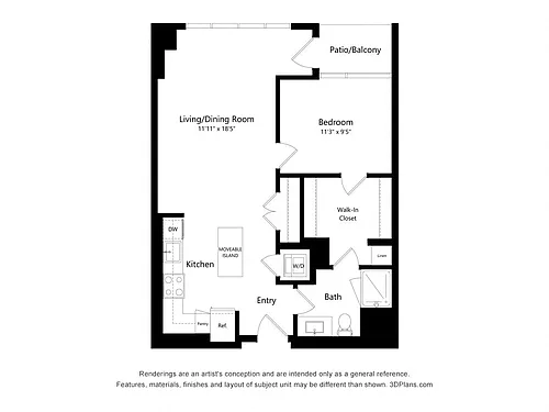 Floor plan A016 - 1 Bedroom