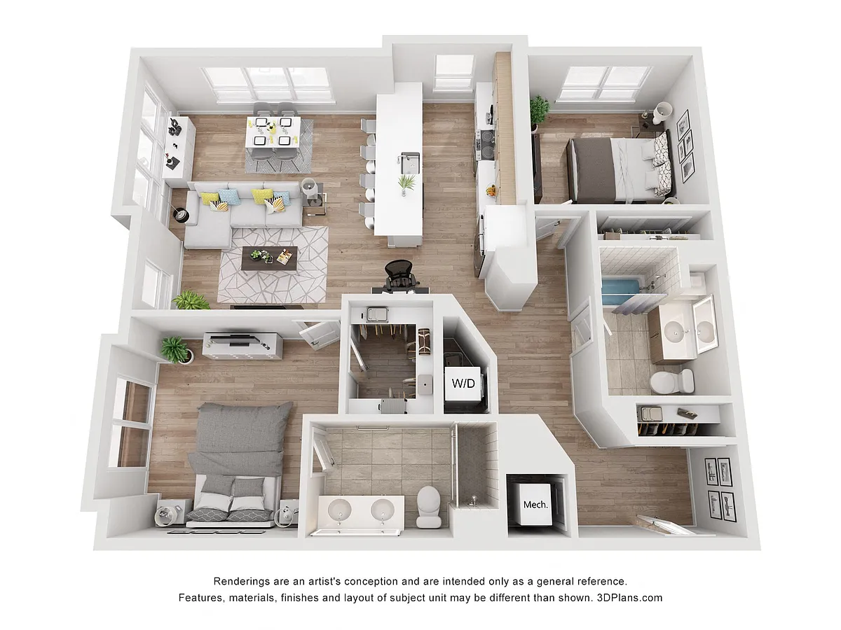 Floor plan Avenue G | 2 Bed/2 Bath-BW-10.1