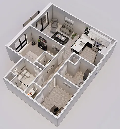 Floor plan Bloomerang Style B - 1 Bedroom + Den