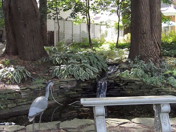 Koi pond with waterfall