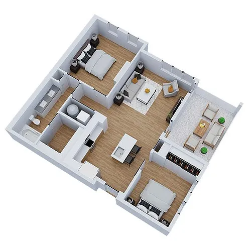 Floor plan Glynn (1 Bedroom+ Den)