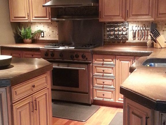 Kitchen with concrete countertops