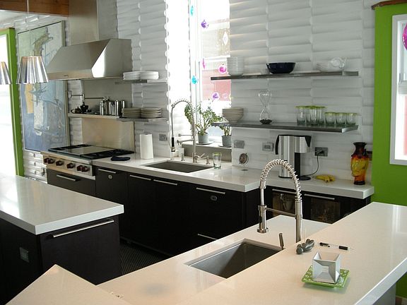 South half of the kitchen + bar