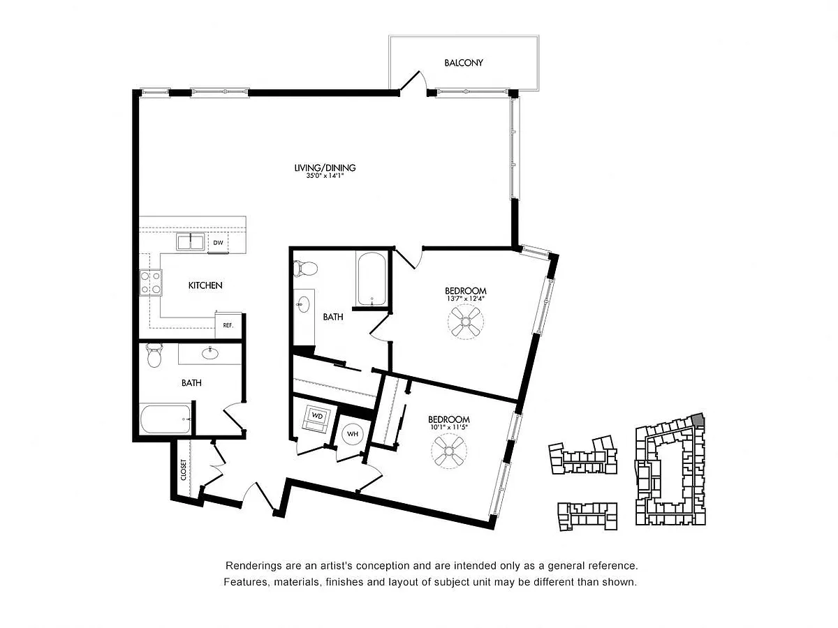 Floor plan 2K w/ Balcony