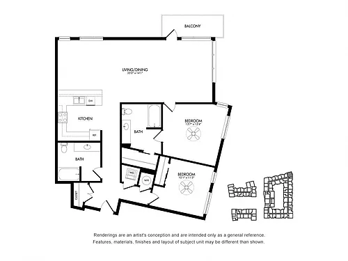 Floor plan 2K w/ Balcony