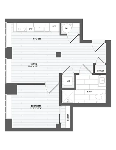 Floor plan 1 Bed 1 Bath-C1 Type A