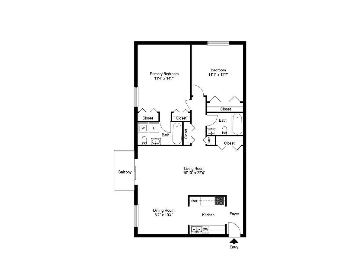 Floor plan Two Bedroom Two Bath