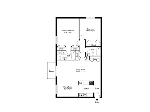 Floor plan Two Bedroom Two Bath
