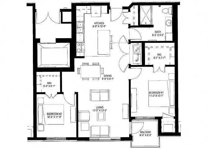 Floor plan Two Bedroom E