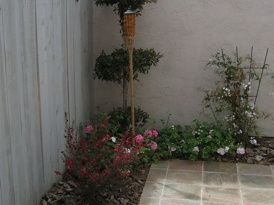 Copper Slate patio with timed irrigation