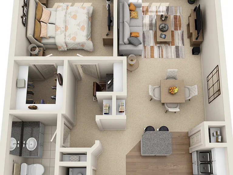 Estates at Memorial Heights - A4 - 1 Beds - 1 Baths - 756 Sq. ft.