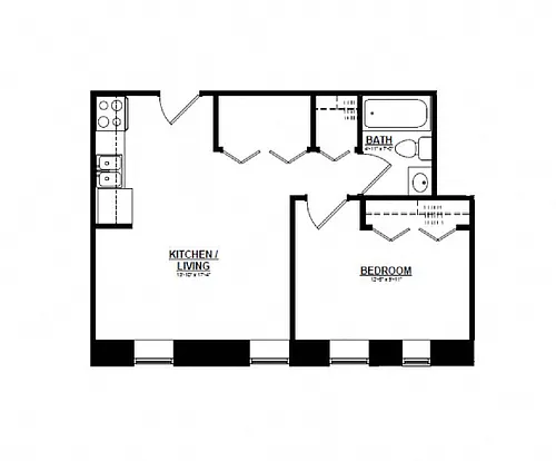 Floor plan The Argyle on Mass Ave One Bedroom D
