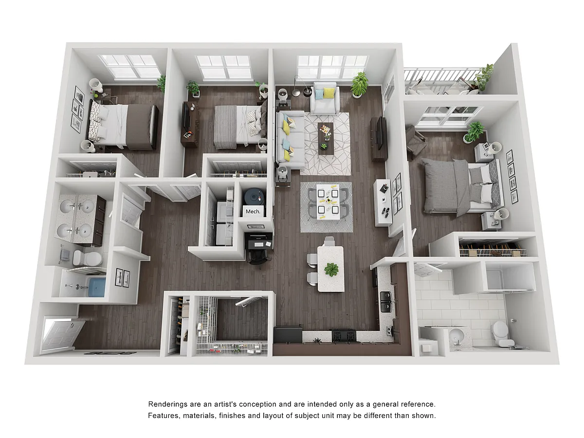 Floor plan 3 Bedroom Two Bathroom