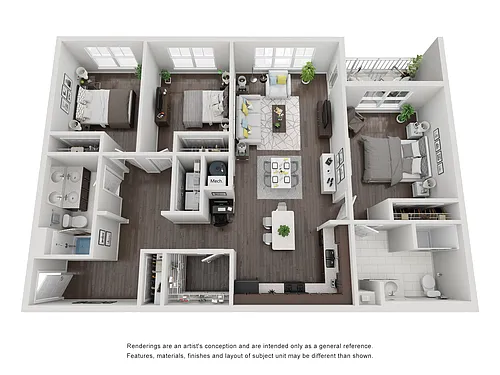 Floor plan 3 Bedroom Two Bathroom