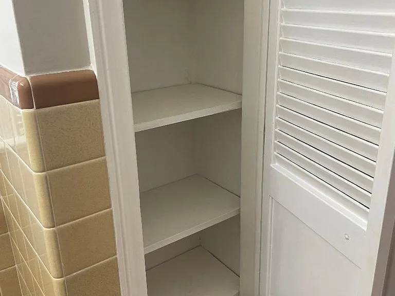 storage cabinet in main bathroom