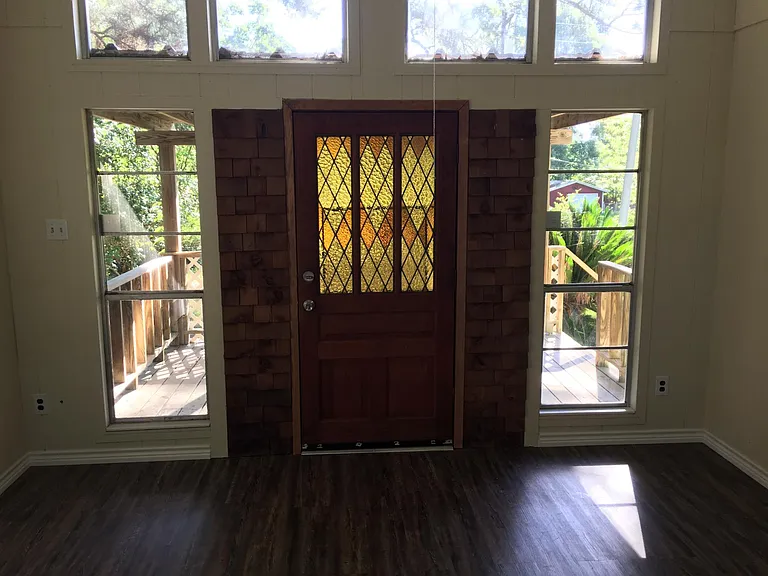 Front door entrance wood porch deck - Lots of light
