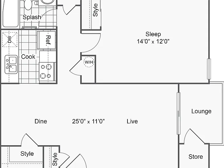 A1 | 1-Bedroom Floorplan A1 | 1-Bedroom Floorplan