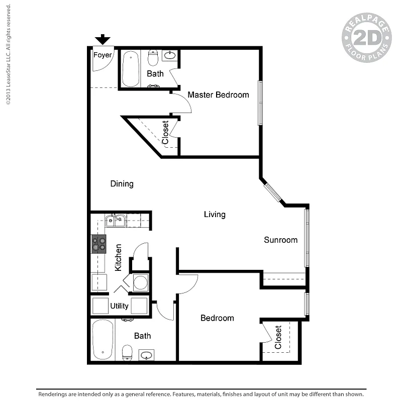 Floor plan 2 bedroom Sunroom