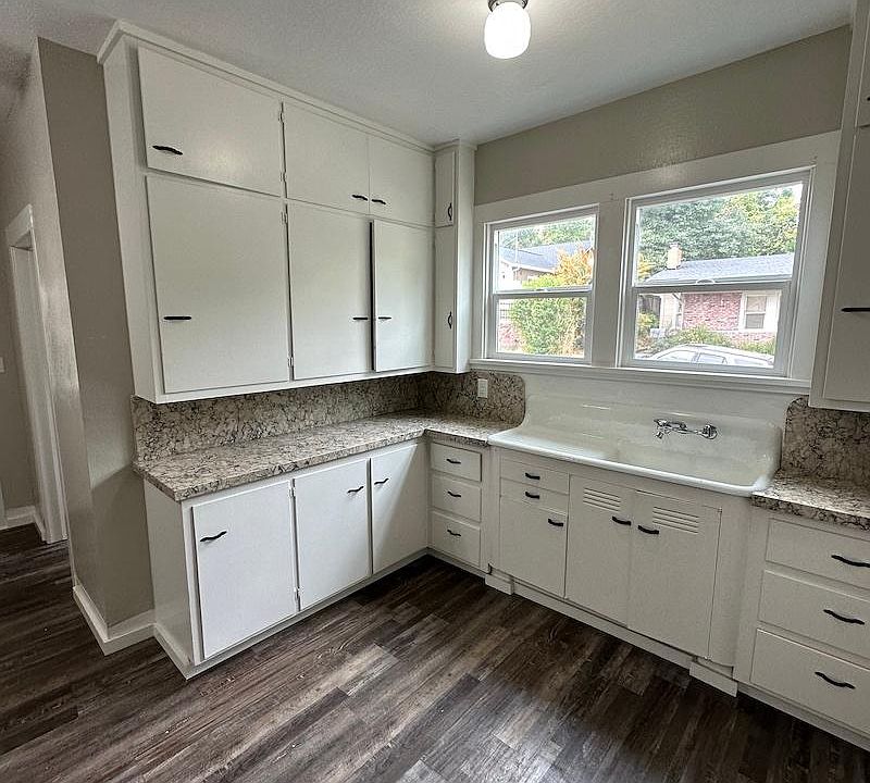 Kitchen with new countertops and flooring