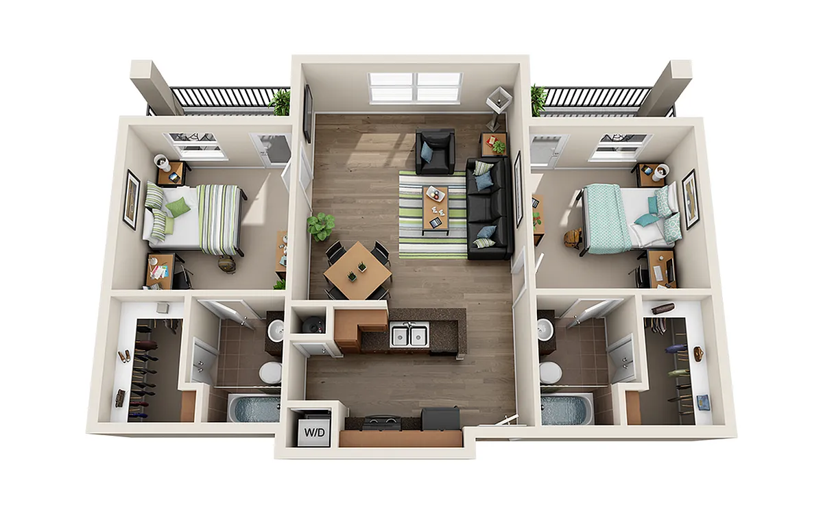 Floor plan 2 Bed / 2 Bath
